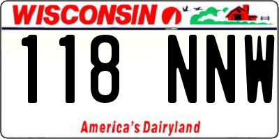 WI license plate 118NNW