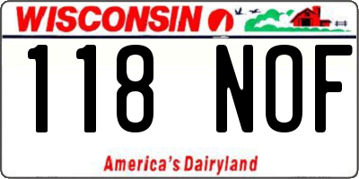 WI license plate 118NOF