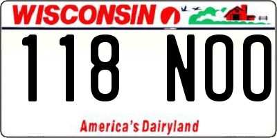 WI license plate 118NOO