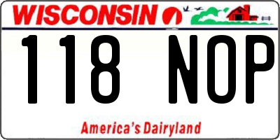 WI license plate 118NOP