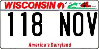 WI license plate 118NOV