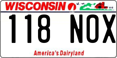 WI license plate 118NOX