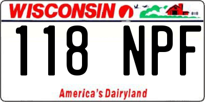 WI license plate 118NPF
