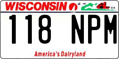 WI license plate 118NPM