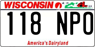 WI license plate 118NPO