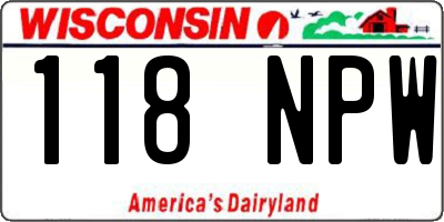 WI license plate 118NPW