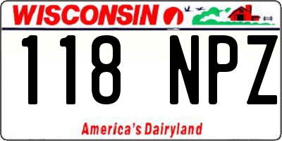 WI license plate 118NPZ