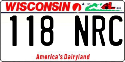 WI license plate 118NRC