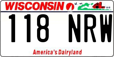 WI license plate 118NRW