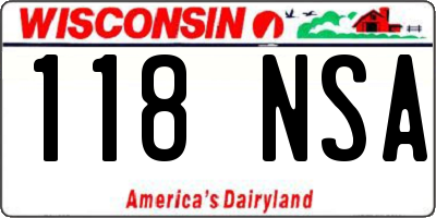 WI license plate 118NSA