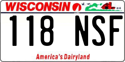 WI license plate 118NSF