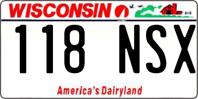 WI license plate 118NSX