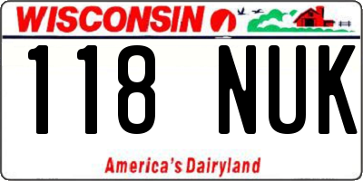 WI license plate 118NUK