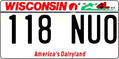 WI license plate 118NUO