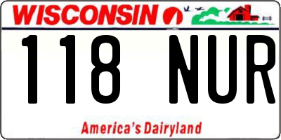 WI license plate 118NUR