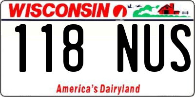 WI license plate 118NUS