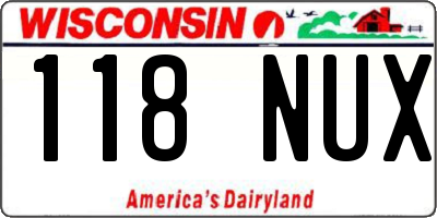 WI license plate 118NUX