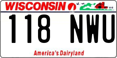 WI license plate 118NWU