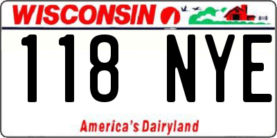 WI license plate 118NYE