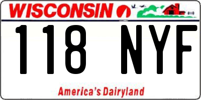 WI license plate 118NYF