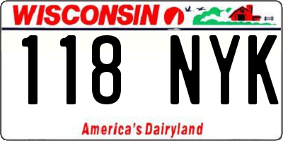 WI license plate 118NYK