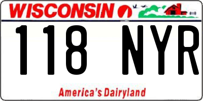 WI license plate 118NYR