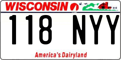 WI license plate 118NYY