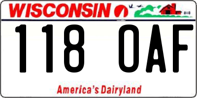 WI license plate 118OAF