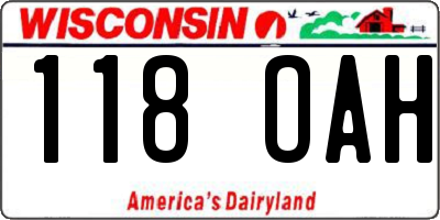 WI license plate 118OAH