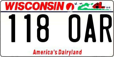 WI license plate 118OAR