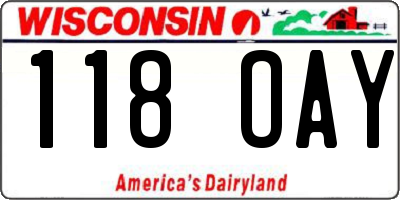 WI license plate 118OAY