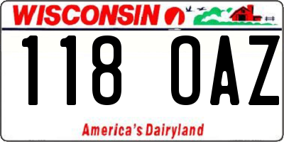 WI license plate 118OAZ