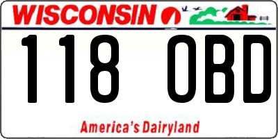WI license plate 118OBD