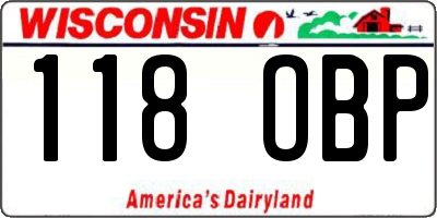 WI license plate 118OBP