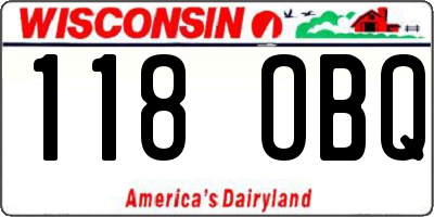WI license plate 118OBQ