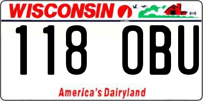 WI license plate 118OBU