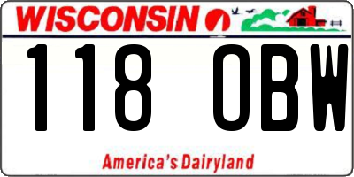 WI license plate 118OBW