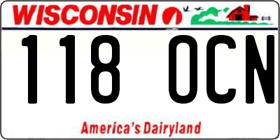 WI license plate 118OCN