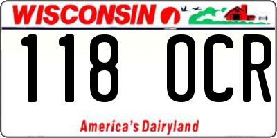 WI license plate 118OCR