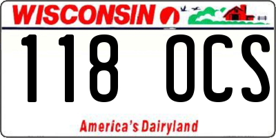 WI license plate 118OCS