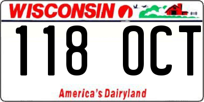 WI license plate 118OCT
