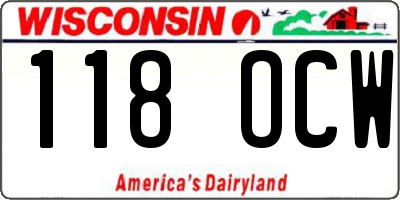 WI license plate 118OCW