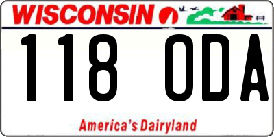 WI license plate 118ODA