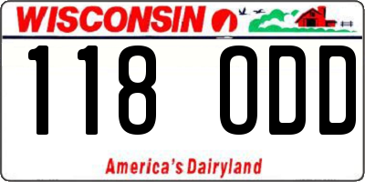 WI license plate 118ODD