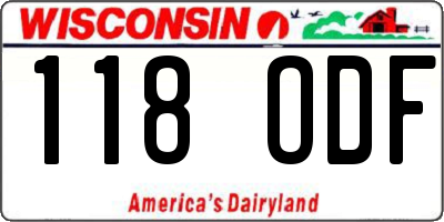 WI license plate 118ODF