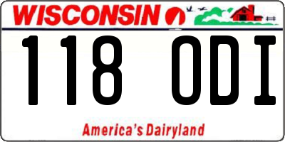 WI license plate 118ODI
