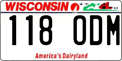 WI license plate 118ODM