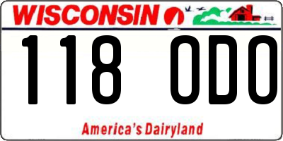 WI license plate 118ODO