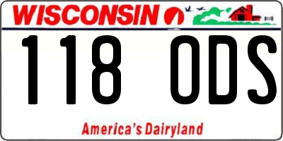 WI license plate 118ODS