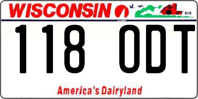 WI license plate 118ODT